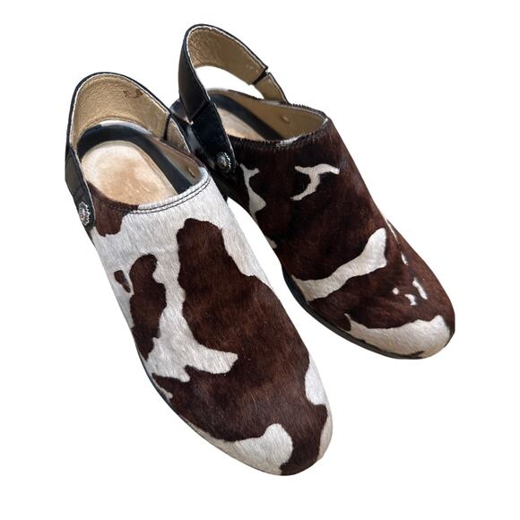 Ariat Shoes - Ariat Cow Print Calf Hair Slip On Mule Clog, Womens Size 10, brown and white
